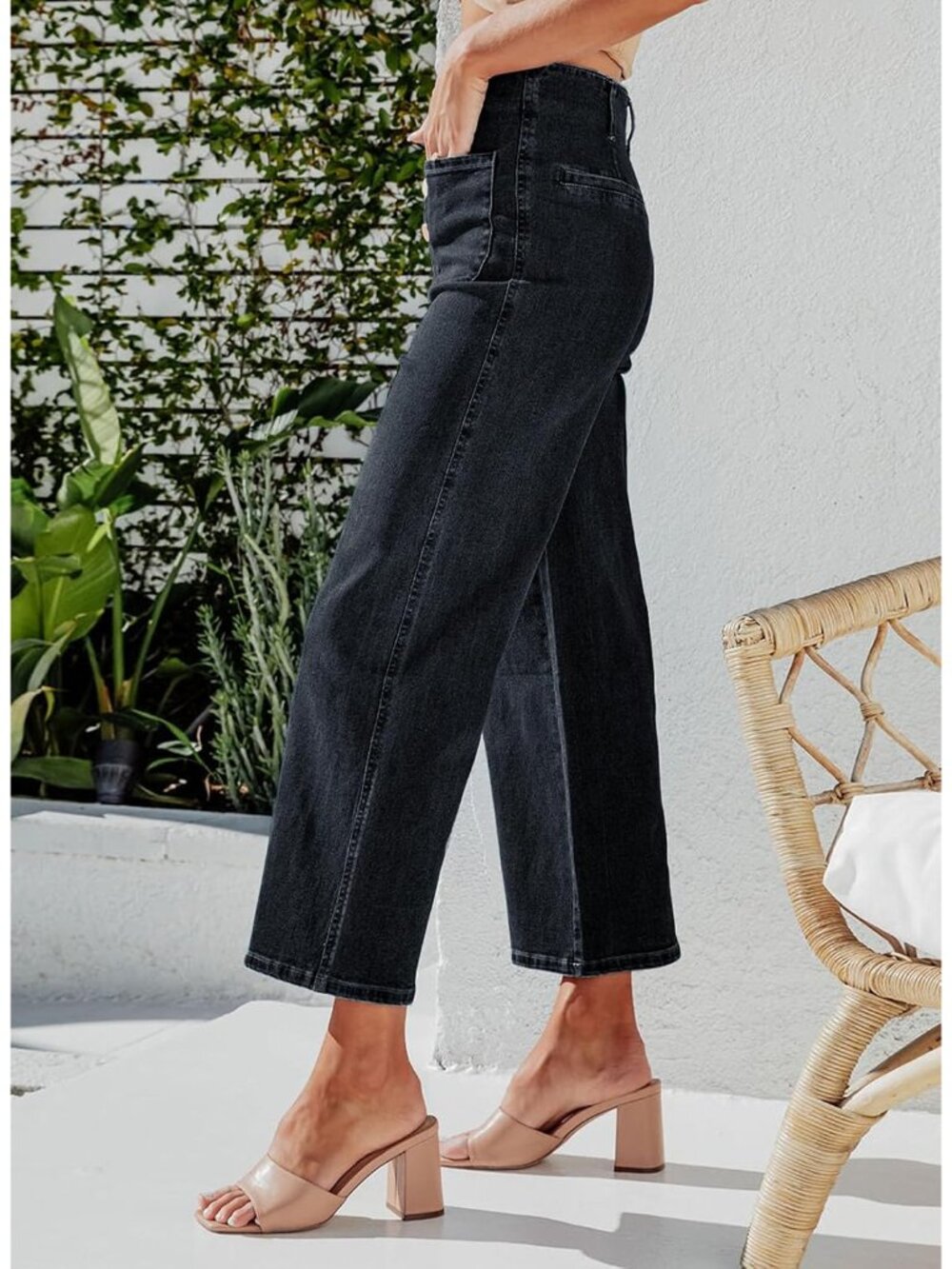 Women's Wide Leg Jeans High Waisted Zimbaplatinum Stretchy Straight Leg Jeans Bu - Picture 5 of 8